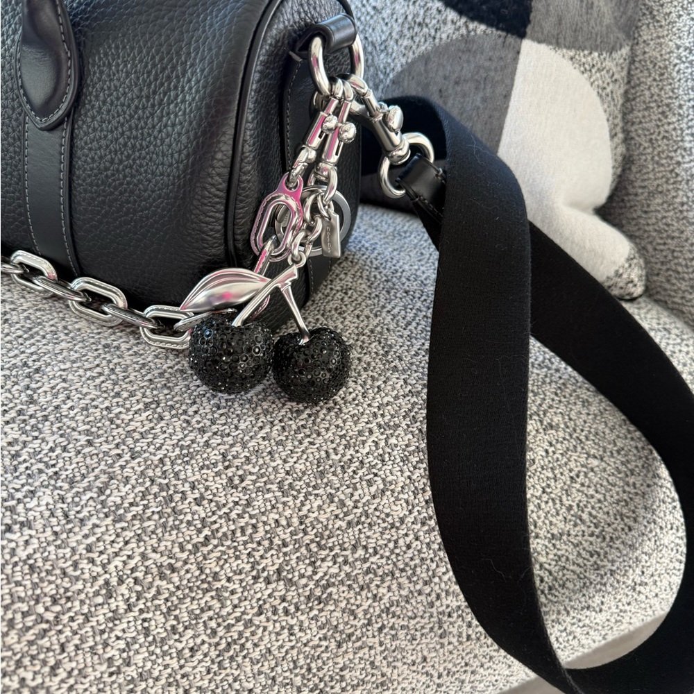 Coach Black Leather Shoulder Bag with Silver Accents - Picture 2 of 4
